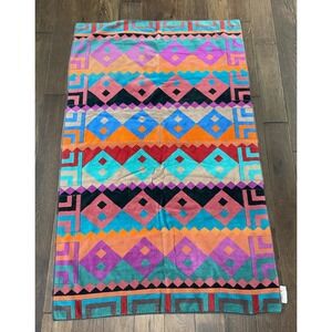 Vintage Royal Terry Beach Towel Retro Neon Geometric 100% Cotton Large 90s